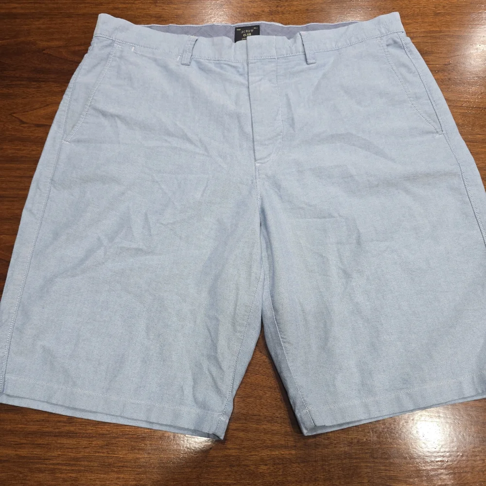 J.CREW Club Chino Shorts Mens Light‎ Blue 100% Cotton Flat Front 10.5